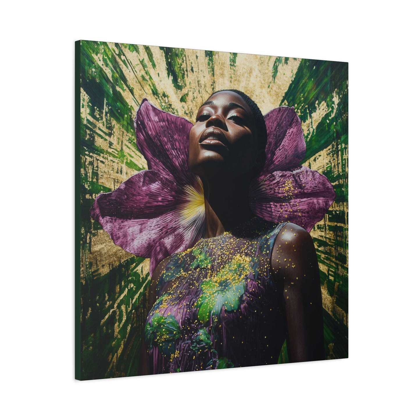 Blooming With Beauty Afrocentric Black Woman Inspirational Spiritual Art Canvas Wall Print