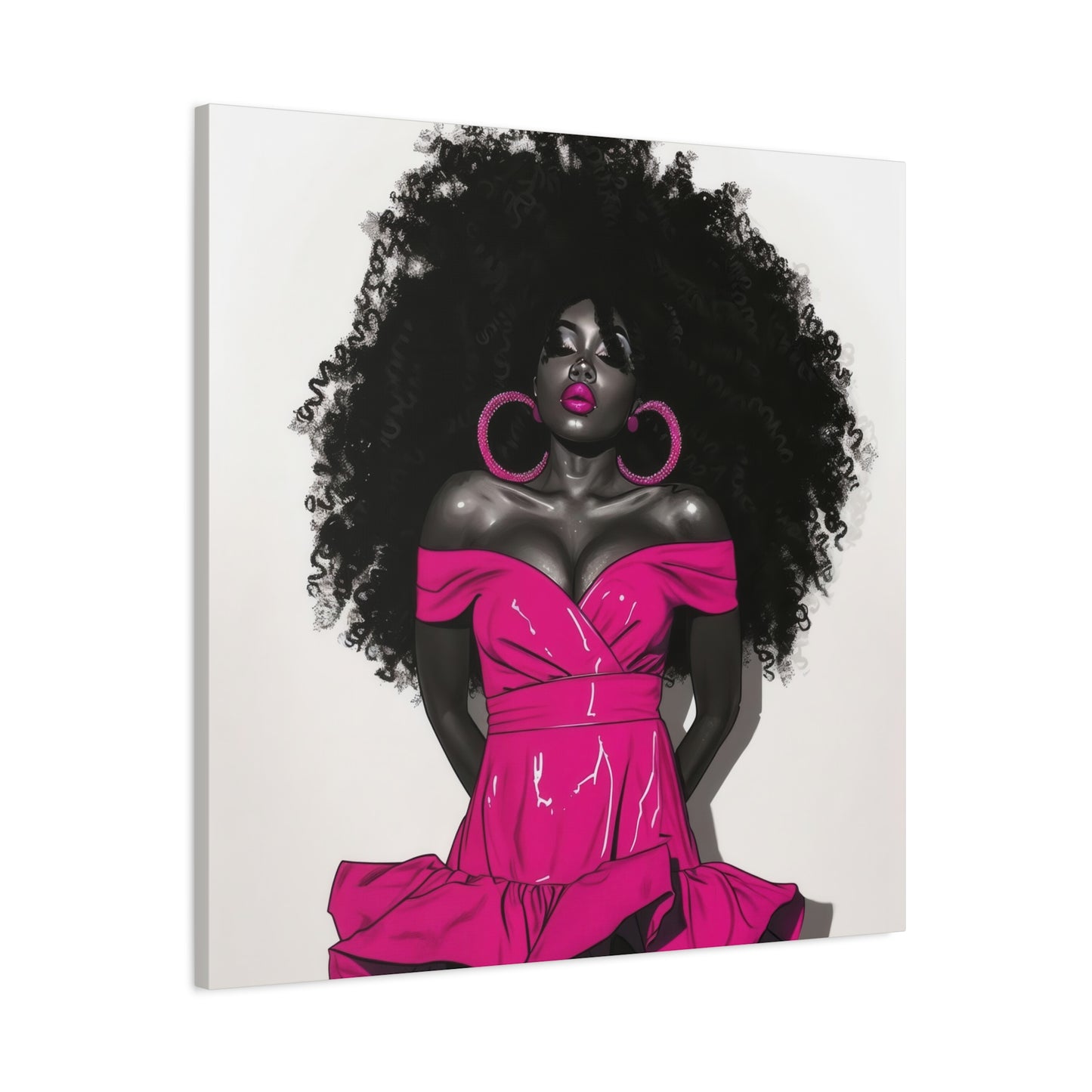 Pink Is My Color Black Woman Art Canvas Wall Print