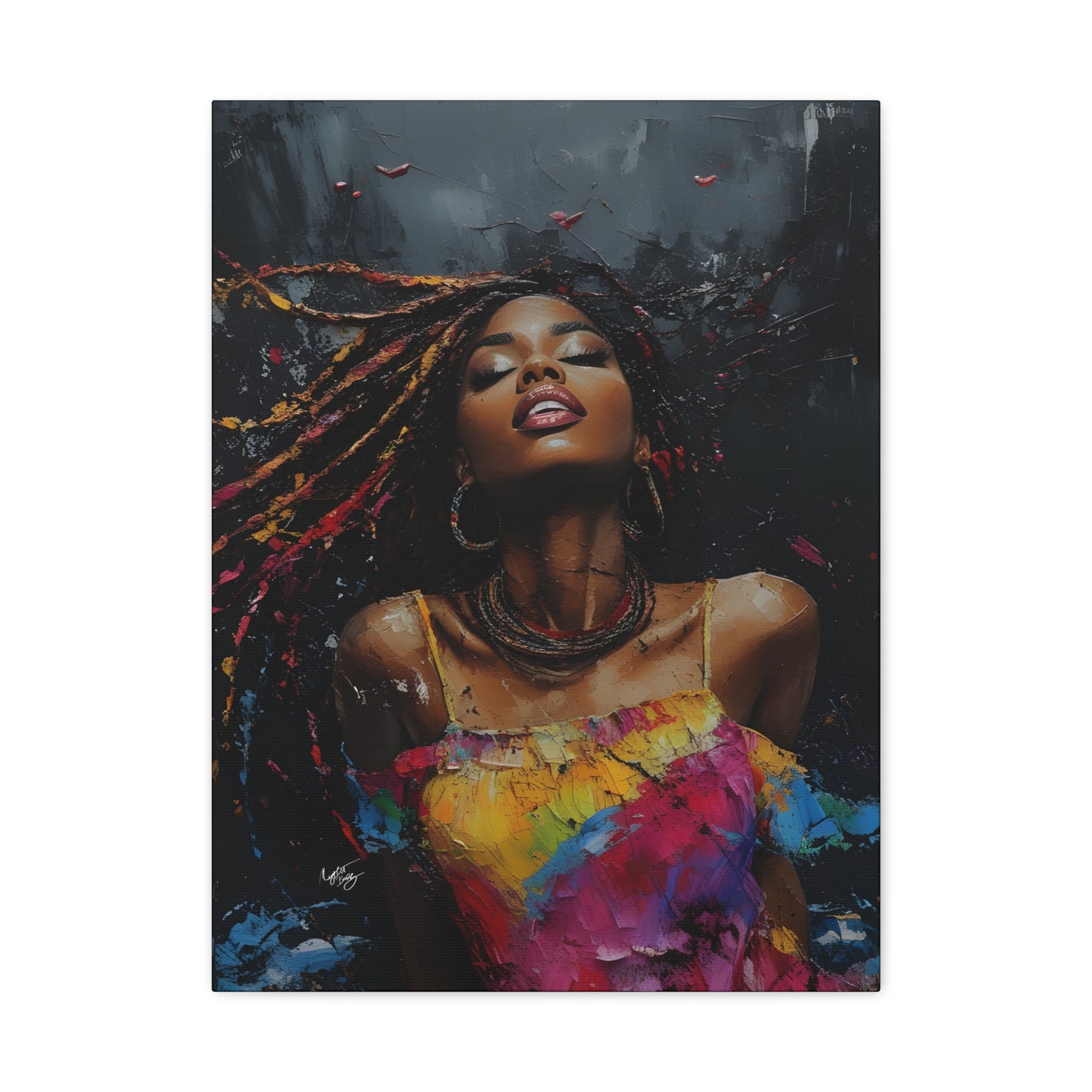 Euphoria Afrocentric Black Woman Abstract Art Canvas Wall Print