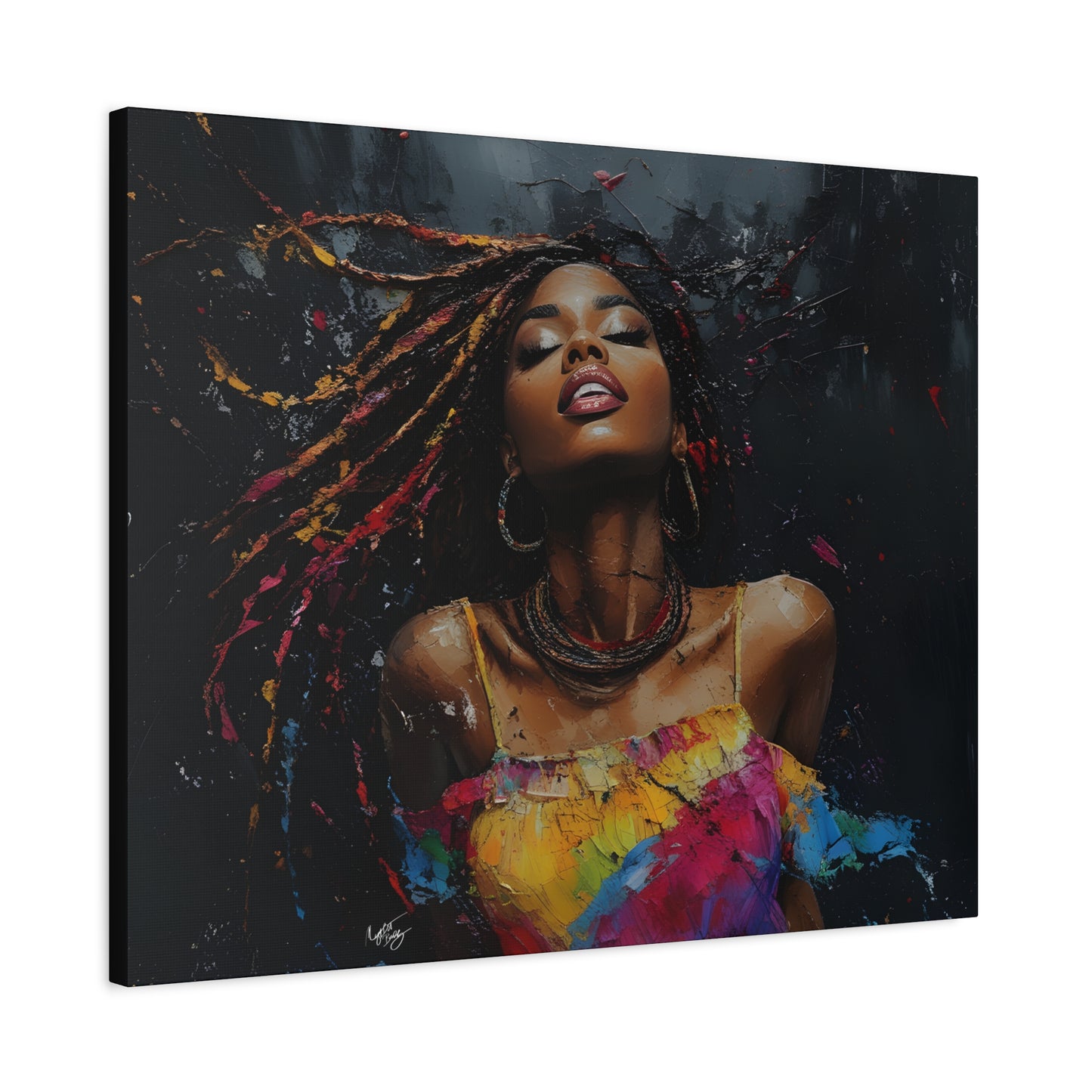 Euphoria Afrocentric Black Woman Abstract Art Canvas Wall Print