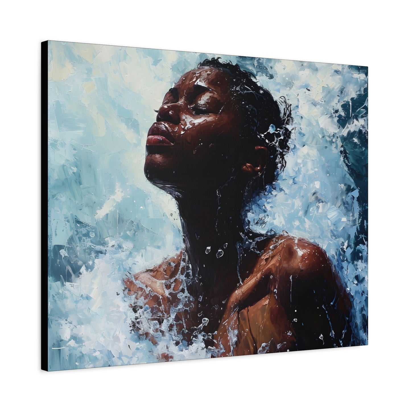Refreshed Afrocentric Black Woman Art Canvas Wall Print