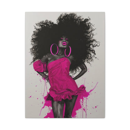 Model Perfect In Pink — Afrocentric Inspirational Black Woman Canvas Wall Art