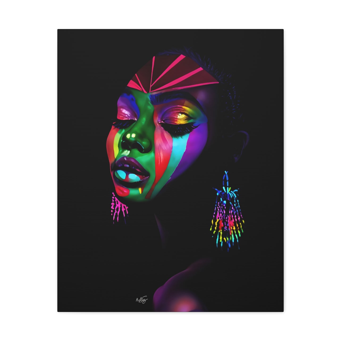 Original Makeup Black Woman Art Canvas Wall Print