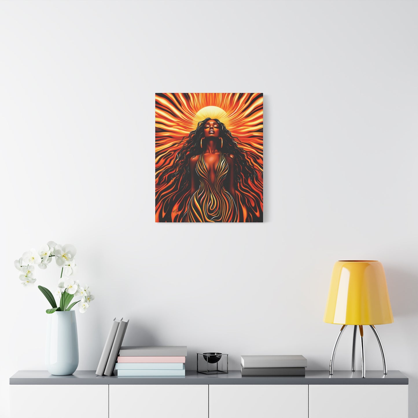 Sunkissed Afrocentric Black Woman Abstract Art Canvas Wall Print