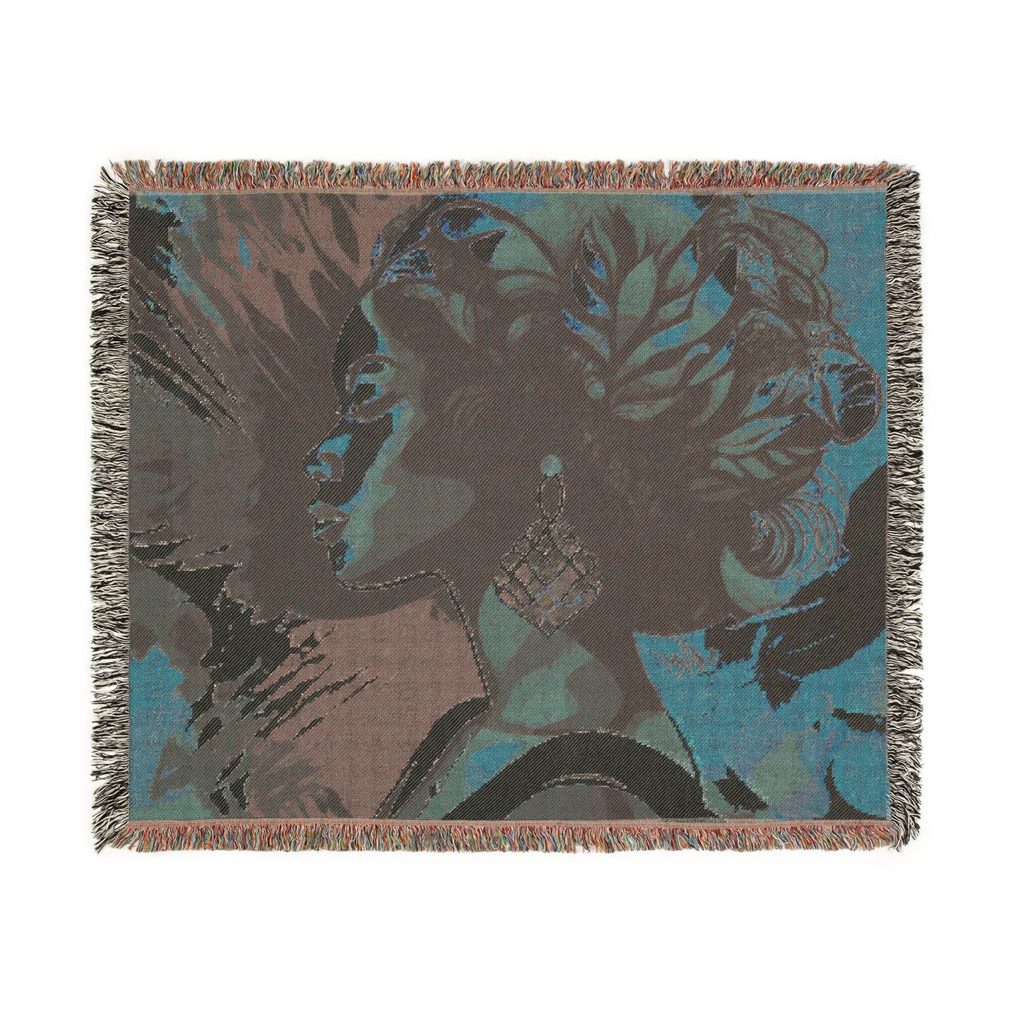 Glorious Autumn Vibes Black Woman Afrocentric Art Woven Throw Blanket
