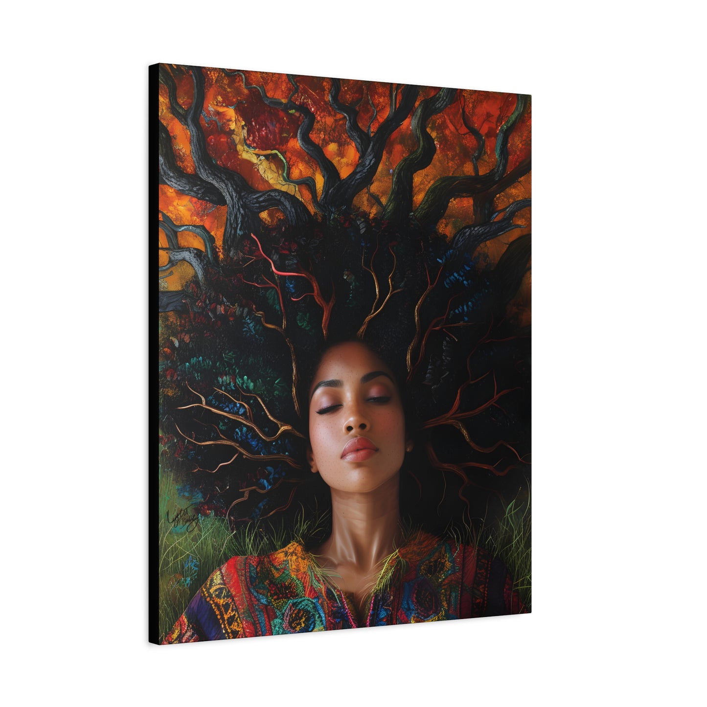 Rooted In My Mind Afrocentric Black Woman Inspirational Spiritual Art Canvas Wall Print - Xtreme Shopper
