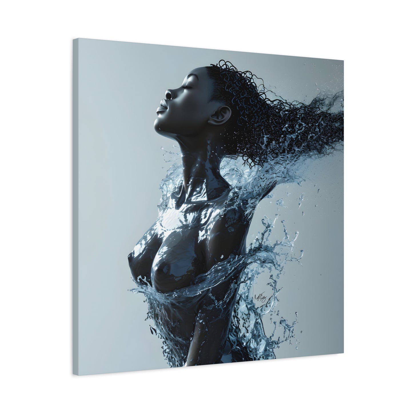 Moisturized and Unbothered Afrocentric Black Woman Art Canvas Wall Print