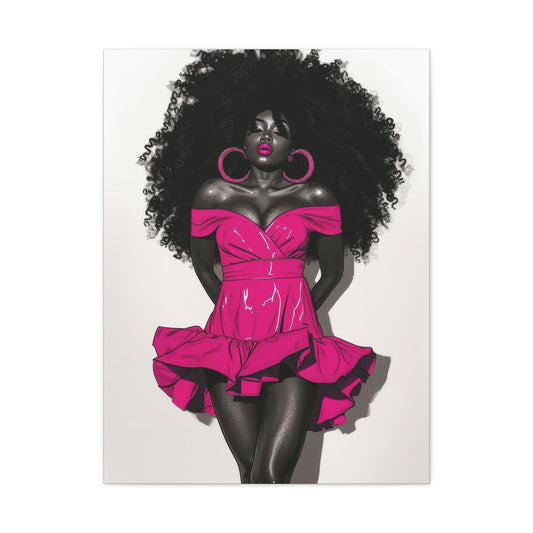 Pink Is My Color Black Woman Art Canvas Wall Print