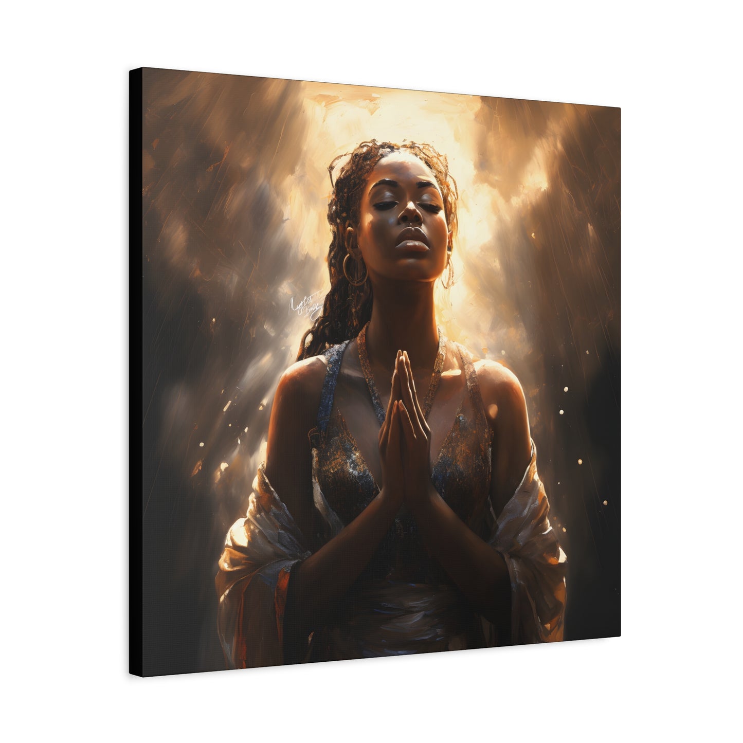 Please Listen To My Prayers Afrocentric Black Inspirational Spiritual Art Canvas Wall Print - Xtreme Shopper