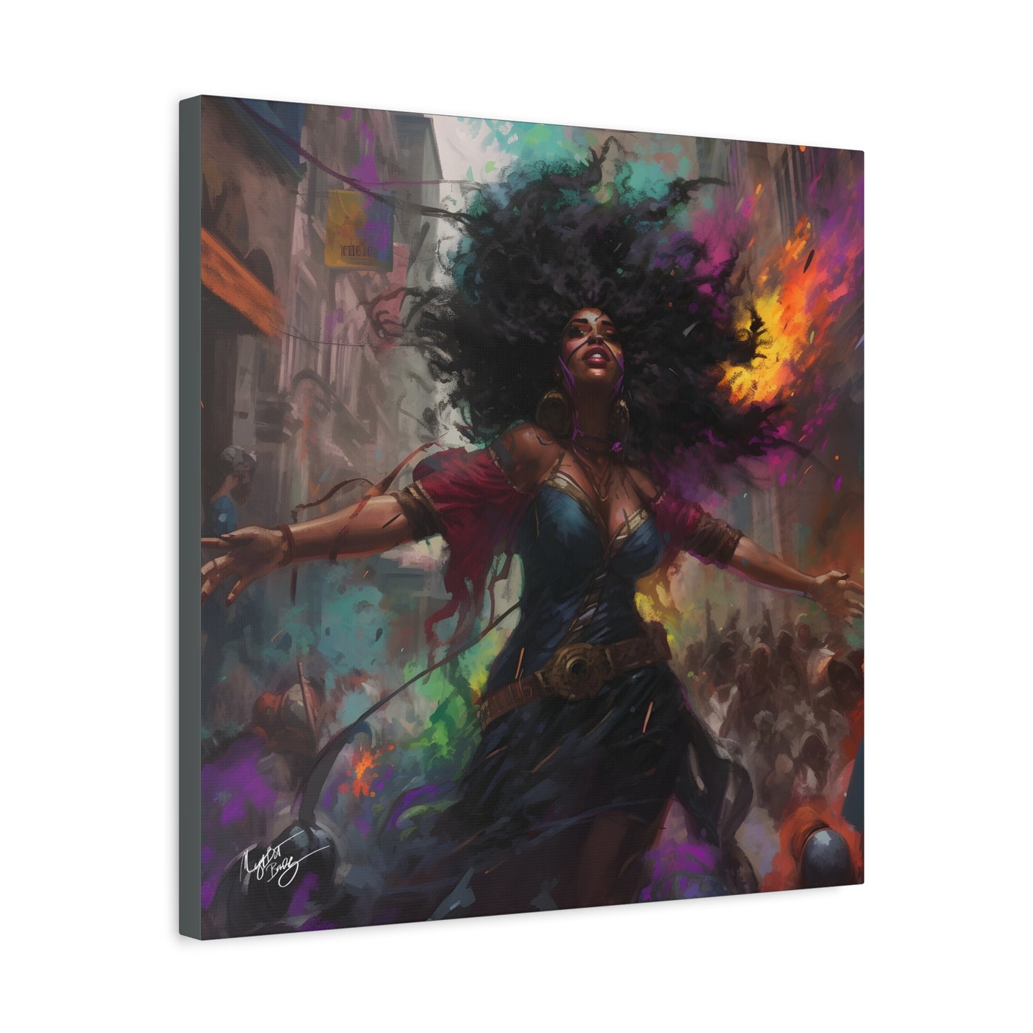 Flee To Freedom Afrocentric Abstract Black Woman Fantasy Alternative History Art Canvas Wall Print