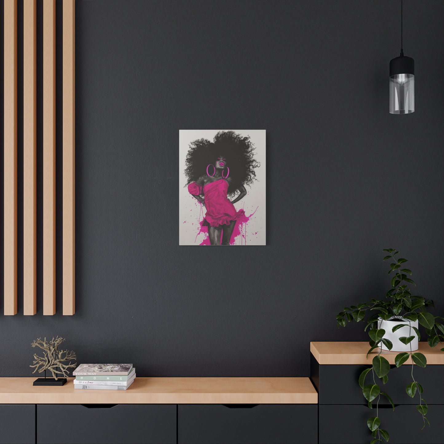 Model Perfect In Pink — Afrocentric Inspirational Black Woman Canvas Wall Art