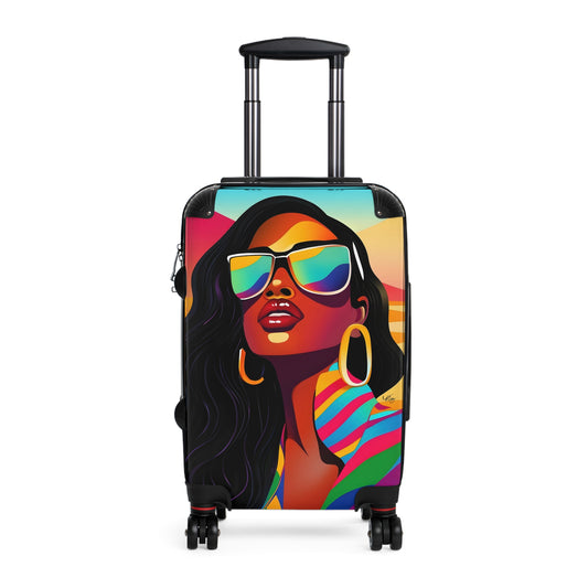 Vacay Vibes Black Woman Art Hardshell Hardside Lockable Spinner Suitcase Luggage