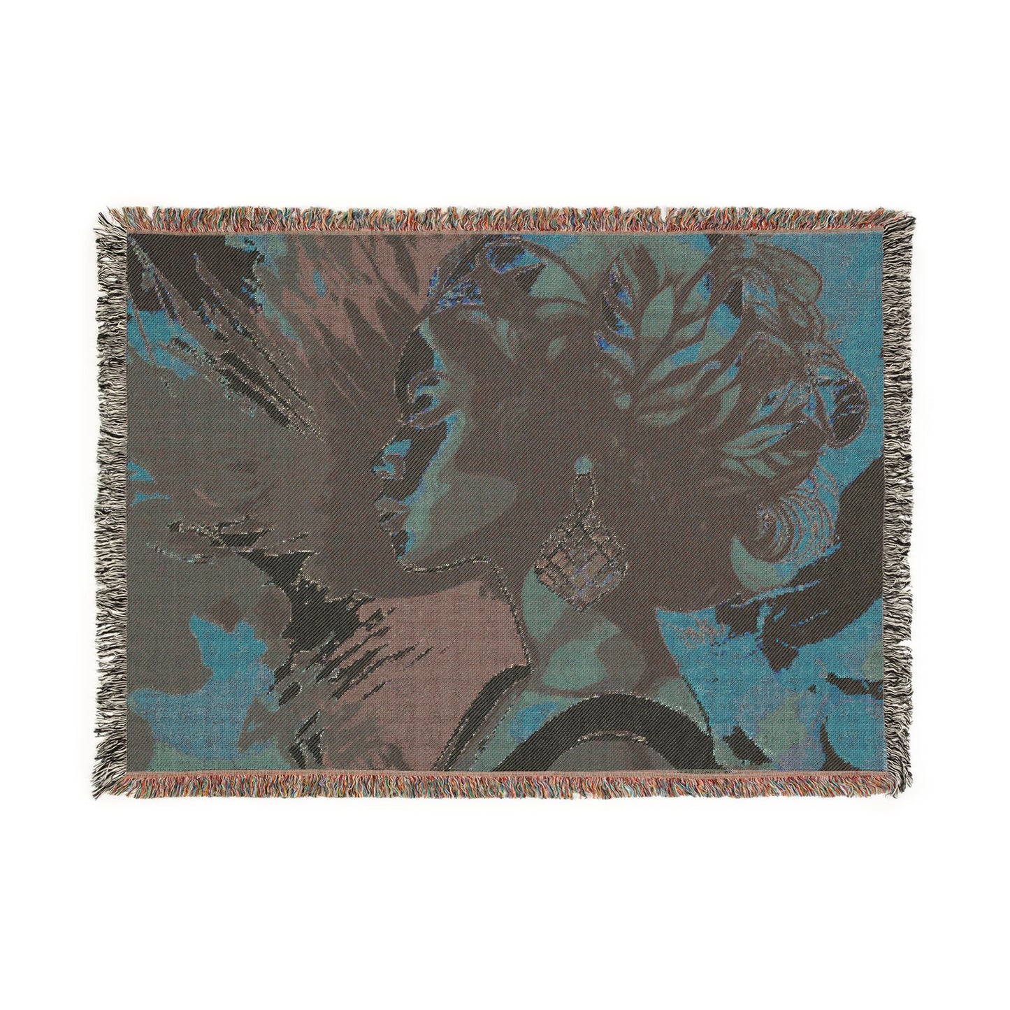 Glorious Autumn Vibes Black Woman Afrocentric Art Woven Throw Blanket