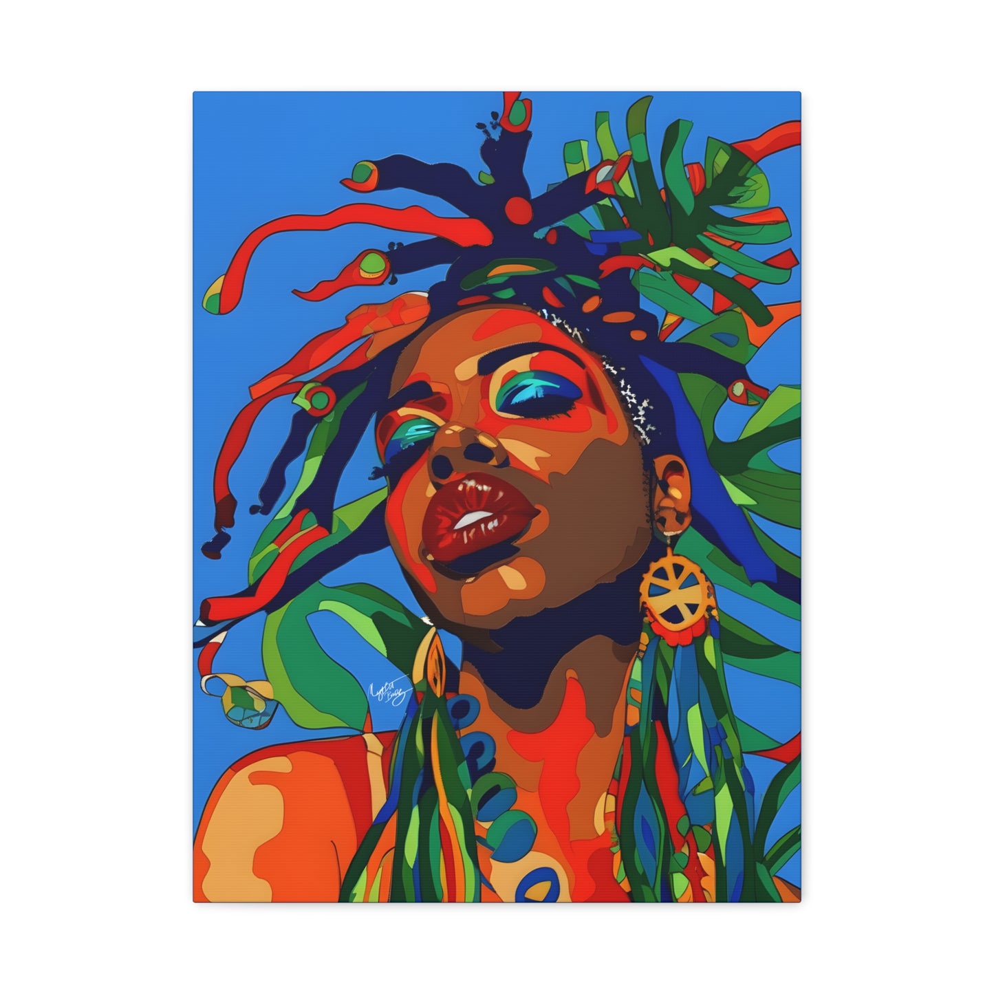 I'm Feeling It Afrocentric Black Woman Abstract Art Canvas Wall Print