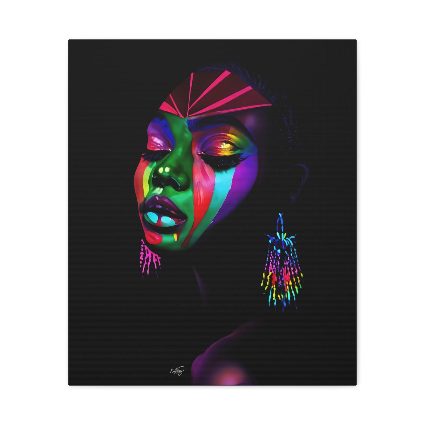 Original Makeup Black Woman Art Canvas Wall Print
