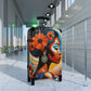 Psychedelic Flowers In Bloom Black Art Hardshell Hardside Lockable Spinner Suitcase Luggage