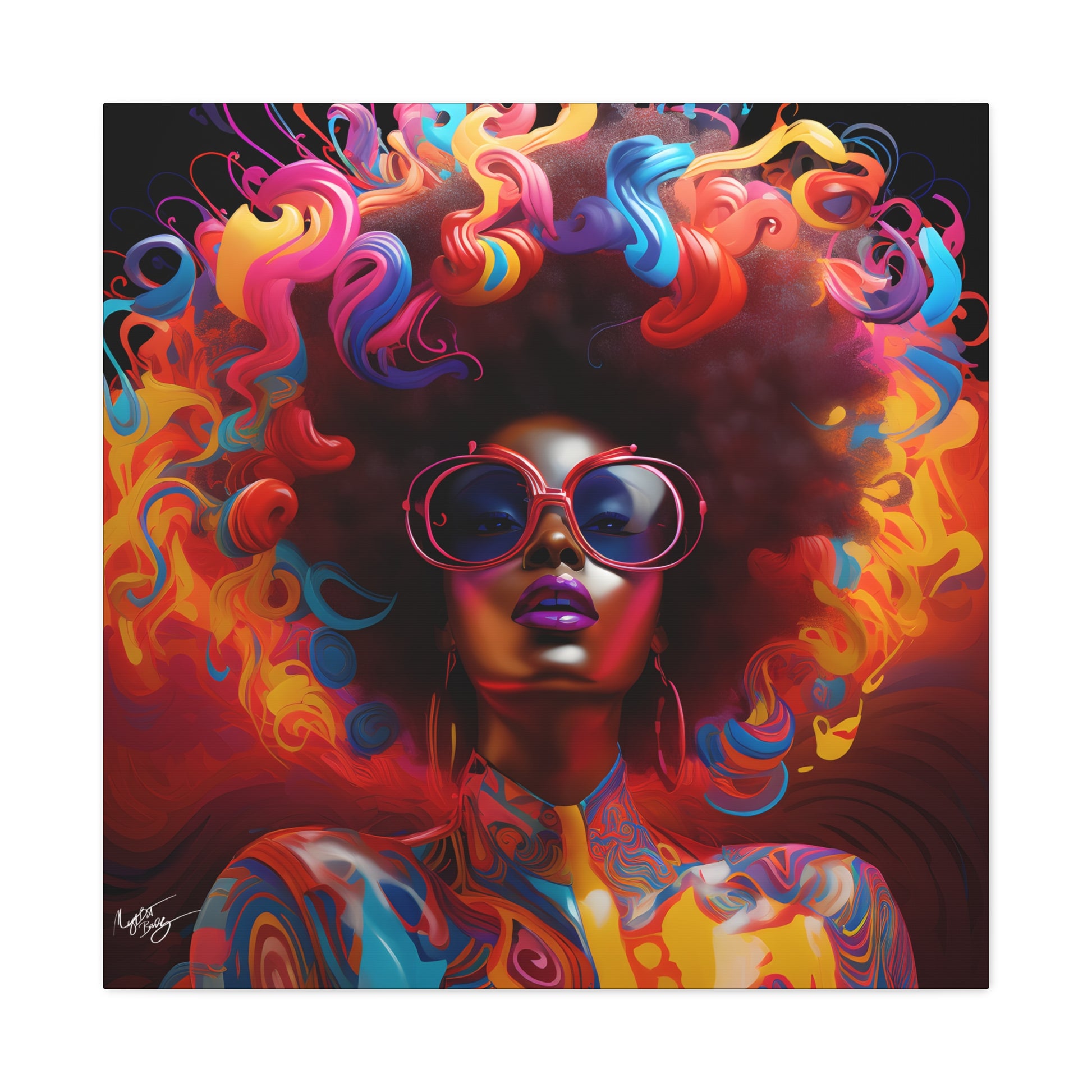Groovy Summer Black Woman Psychedelic Themed Artwork Canvas Wall Print - Xtreme Shopper