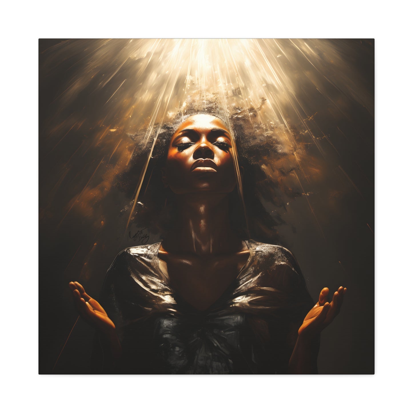 Give Me Strength Afrocentric Black Woman Inspirational Spiritual Art Canvas Wall Print