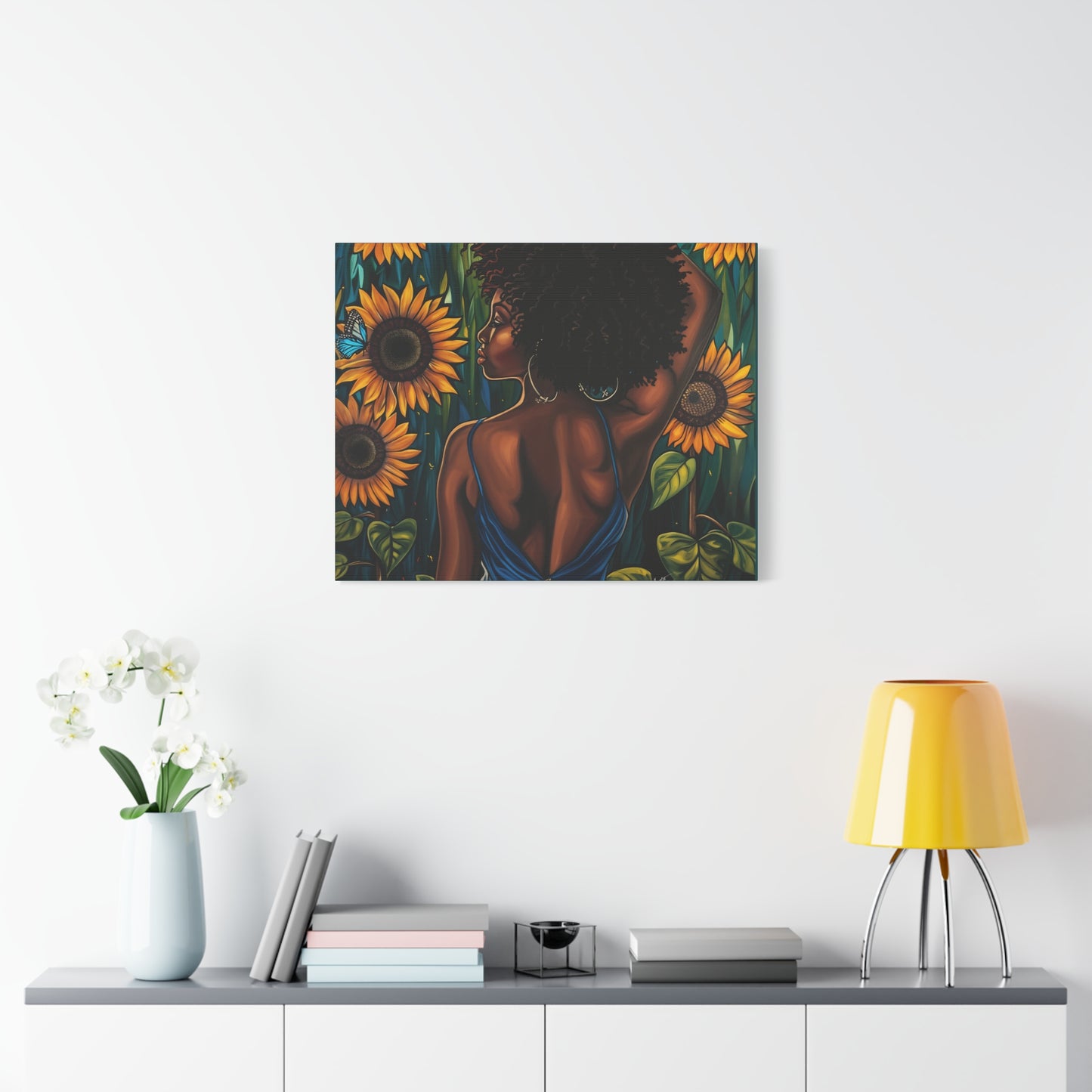 In The Garden Afrocentric Black Woman Art Canvas Wall Print