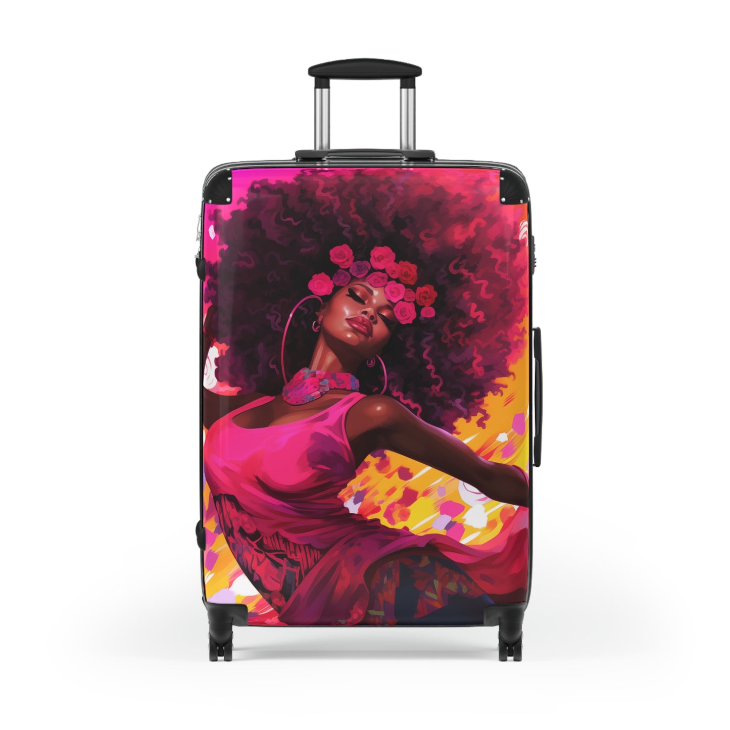 Movements In Pink Black Woman Art Hardshell Hardside Lockable Spinner Suitcase