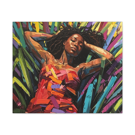 Be At Peace Black Woman Abstract Art Canvas Wall Print