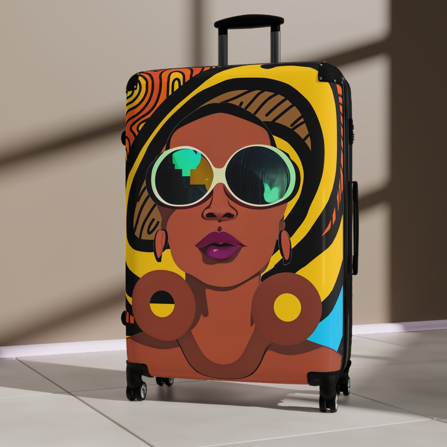 Vacation Vibes Black Woman Art Hardshell Hardside Lockable Spinner Suitcase