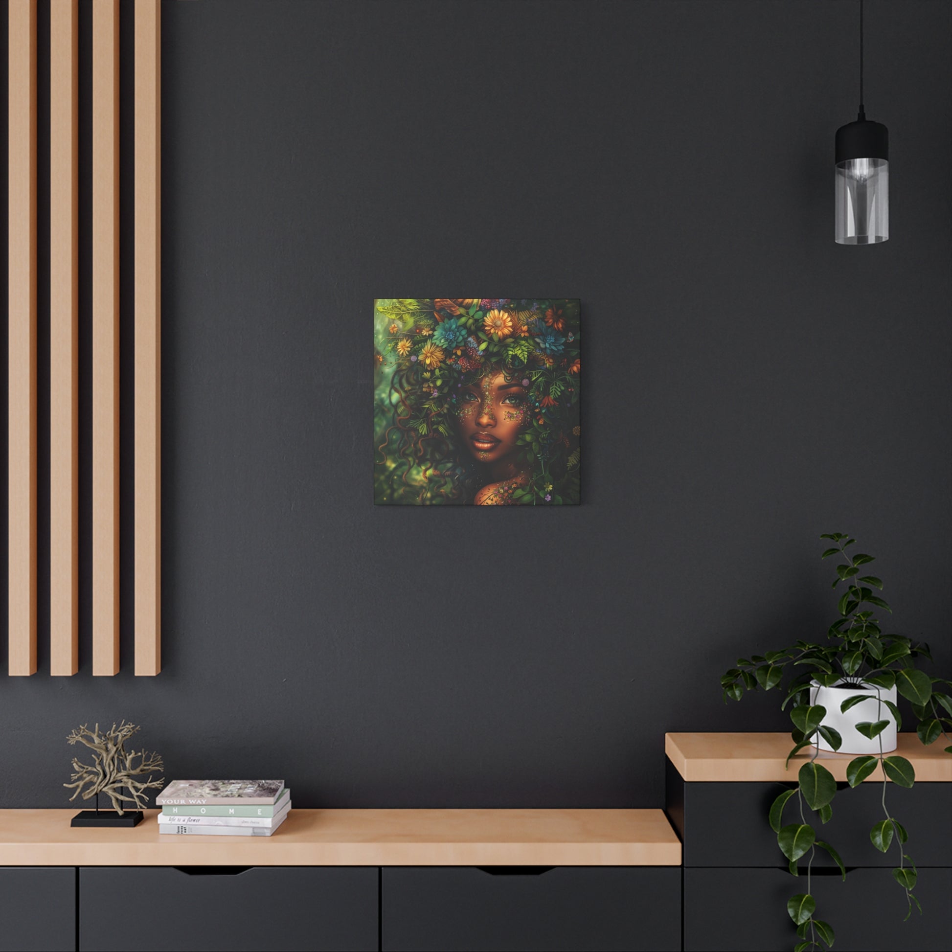Mother Nature In Full Bloom Afrocentric Black Woman Fantasy Art Canvas Wall Print - Xtreme Shopper