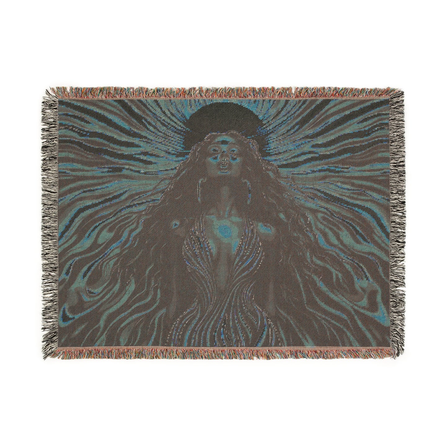 Sun Kissed Black Woman Art Woven Throw Blanket