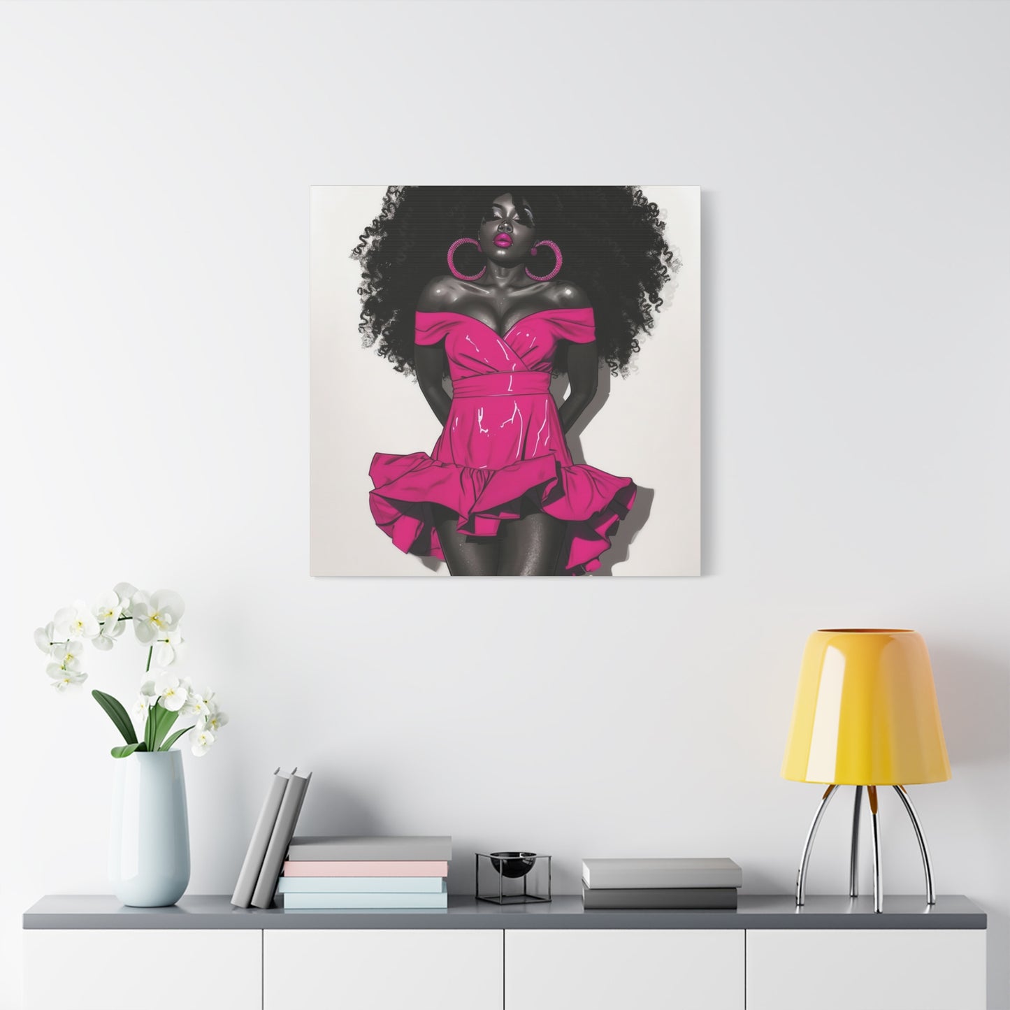 Pink Is My Color Black Woman Art Canvas Wall Print