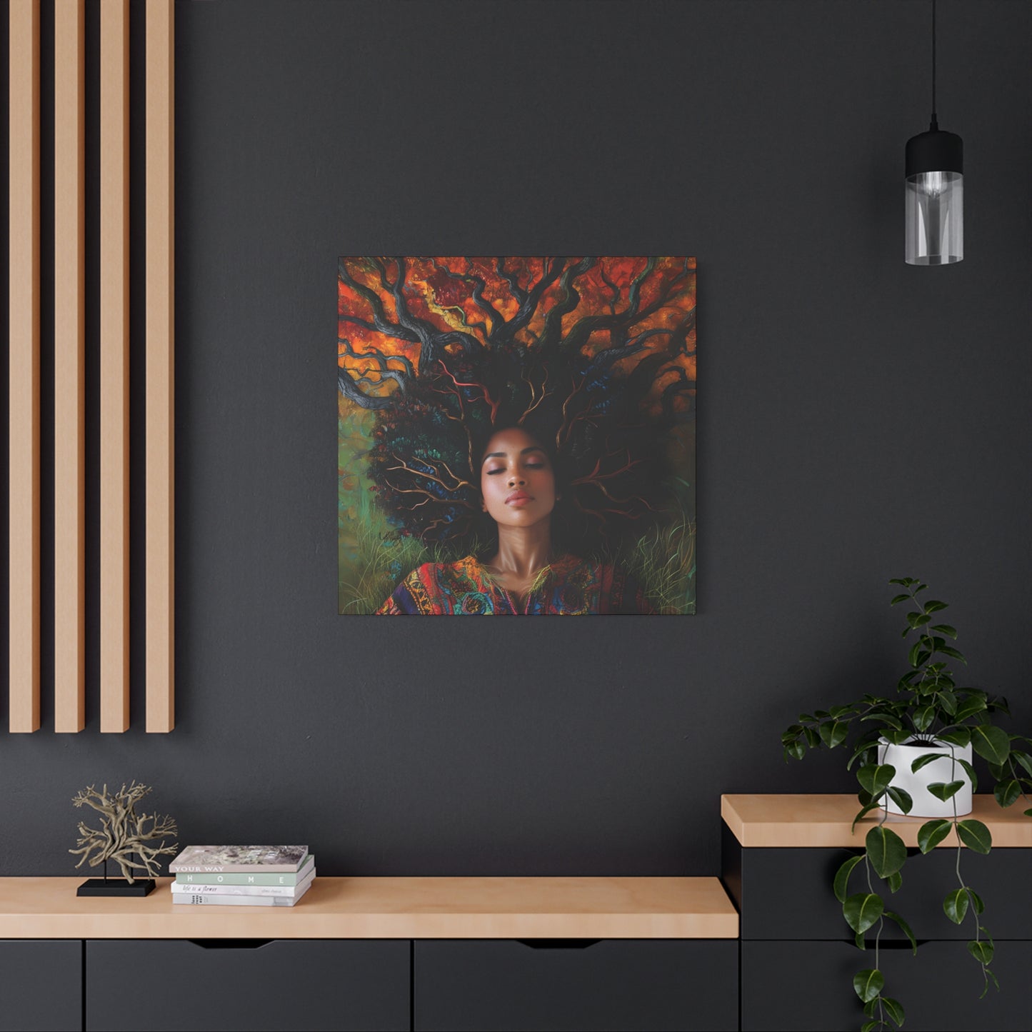 Rooted In My Mind Afrocentric Black Woman Inspirational Spiritual Art Canvas Wall Print - Xtreme Shopper