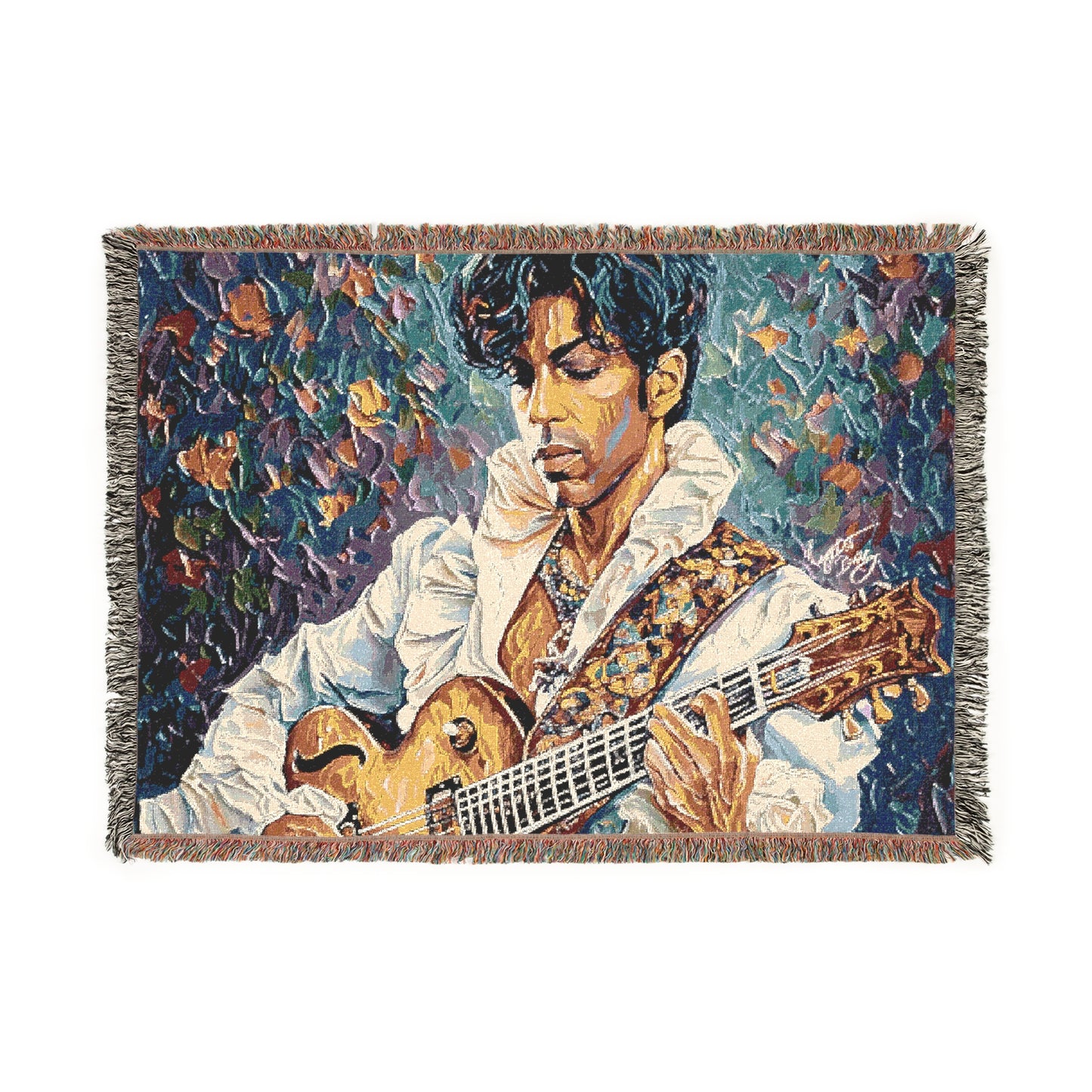 For The Love Of Prince Black Celebrity Art Woven Throw Blanket