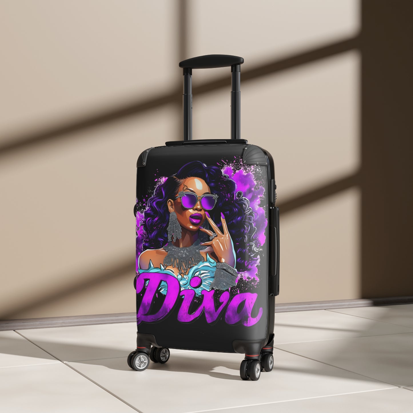 Diva Black Woman Art Hardshell Hardside Lockable Spinner Suitcase