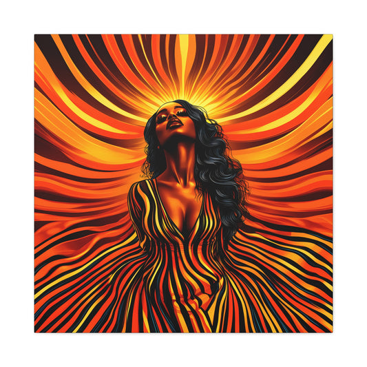 Autumn Rises Black Woman Art Canvas Wall Print