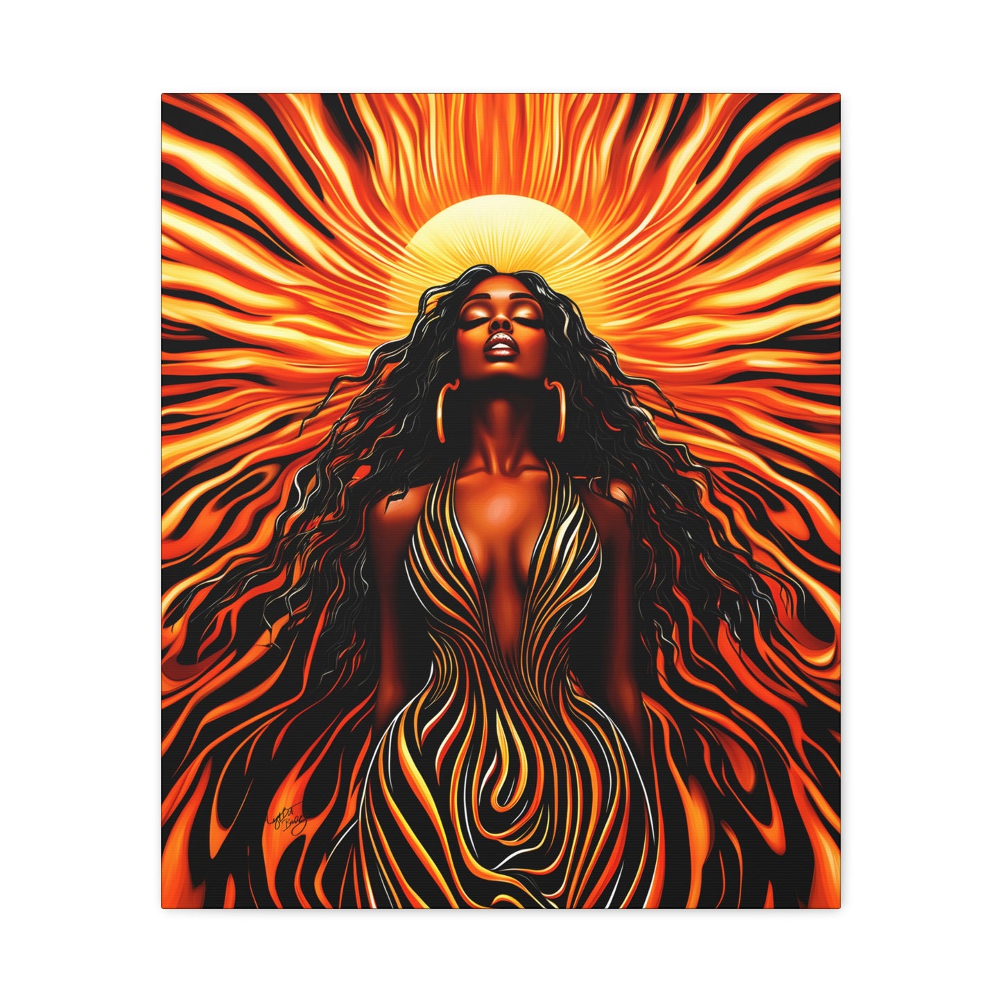 Sunkissed Afrocentric Black Woman Abstract Art Canvas Wall Print