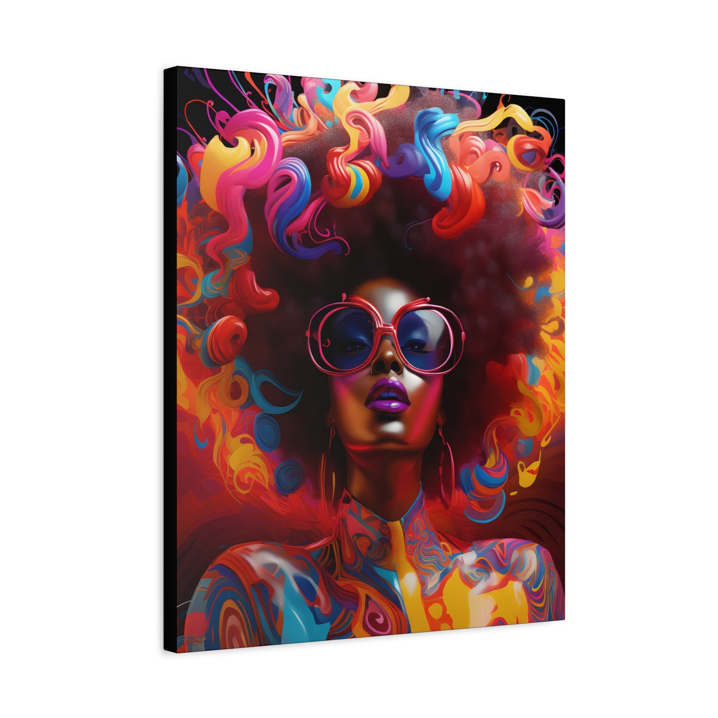 Groovy Summer Black Woman Psychedelic Themed Artwork Canvas Wall Print - Xtreme Shopper