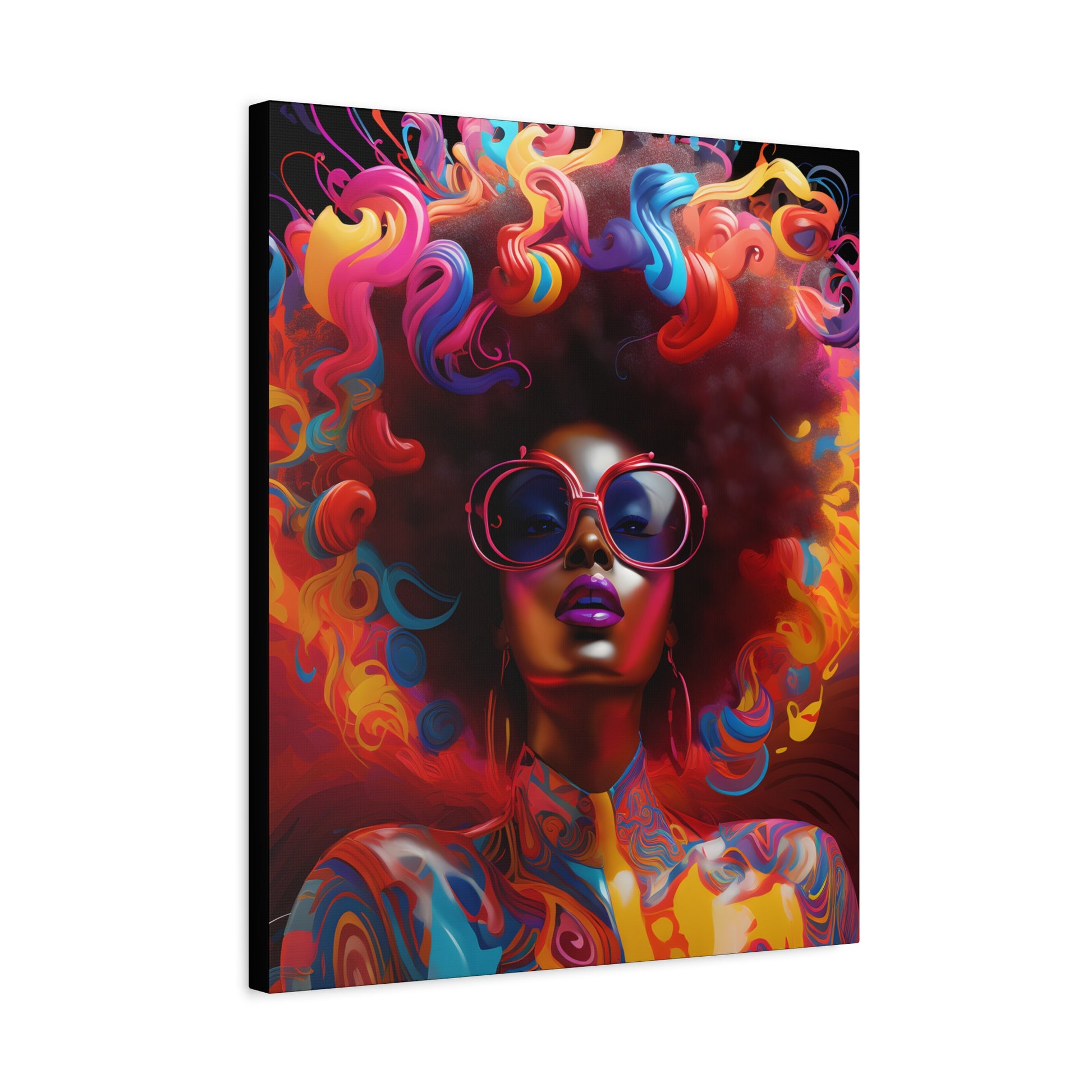 Groovy Summer Black Woman Psychedelic Themed Artwork Canvas Wall Print - Xtreme Shopper