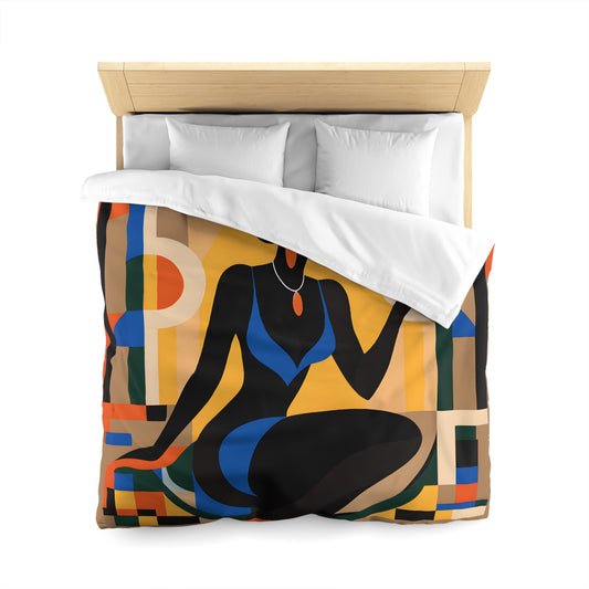 Rising Sun Black Woman Abstract Art Microfiber Duvet Cover