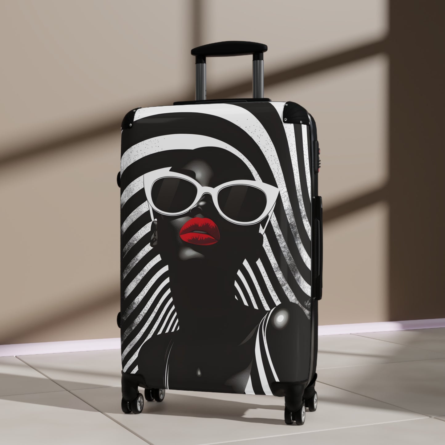 In Black And White Black Woman Art Hardshell Hardside Lockable Spinner Suitcase