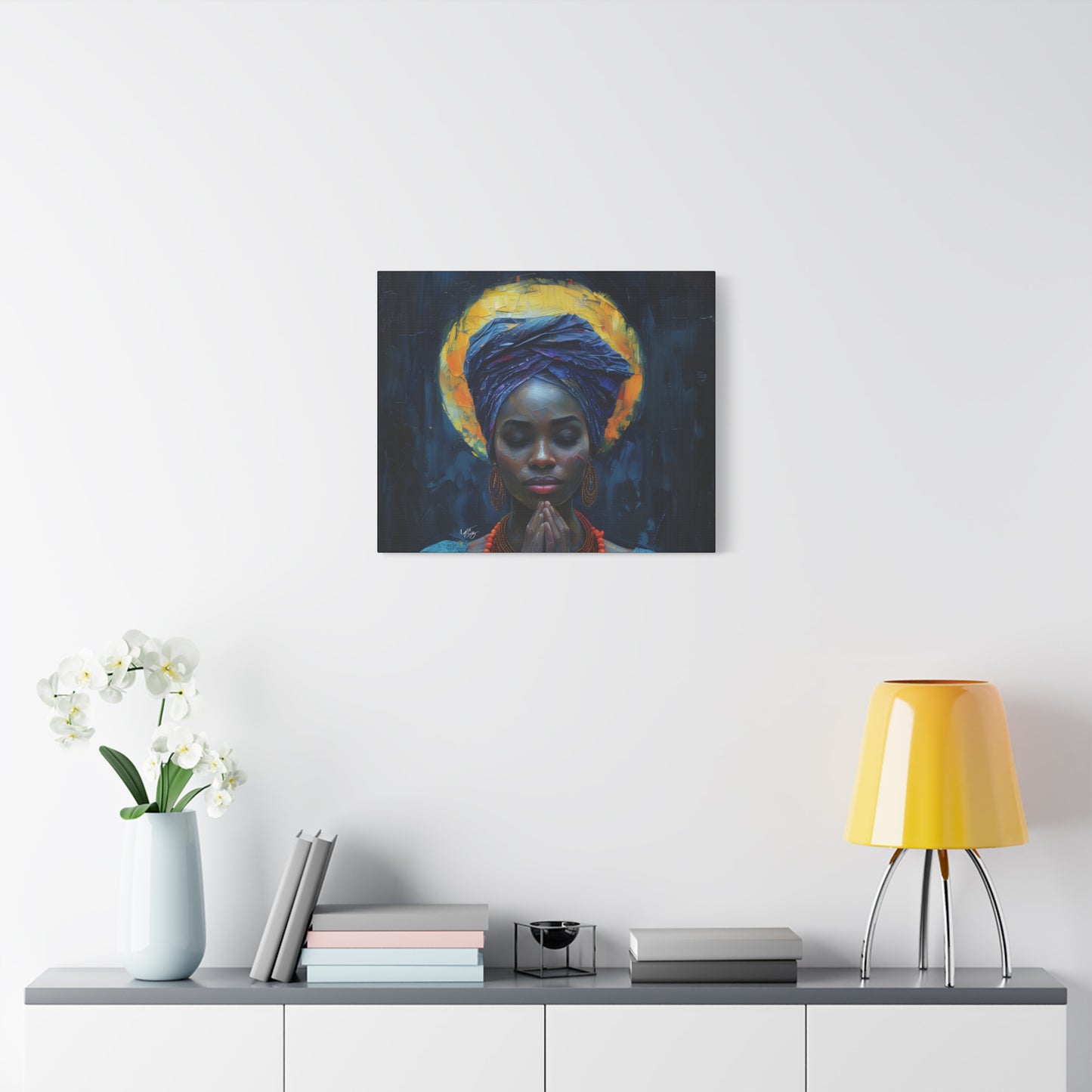 Sunset Relaxation Afrocentric Black Woman Spiritual Art Canvas Wall Print