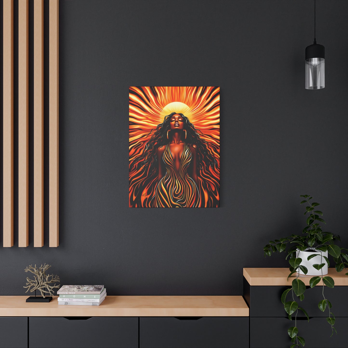 Sunkissed Afrocentric Black Woman Abstract Art Canvas Wall Print