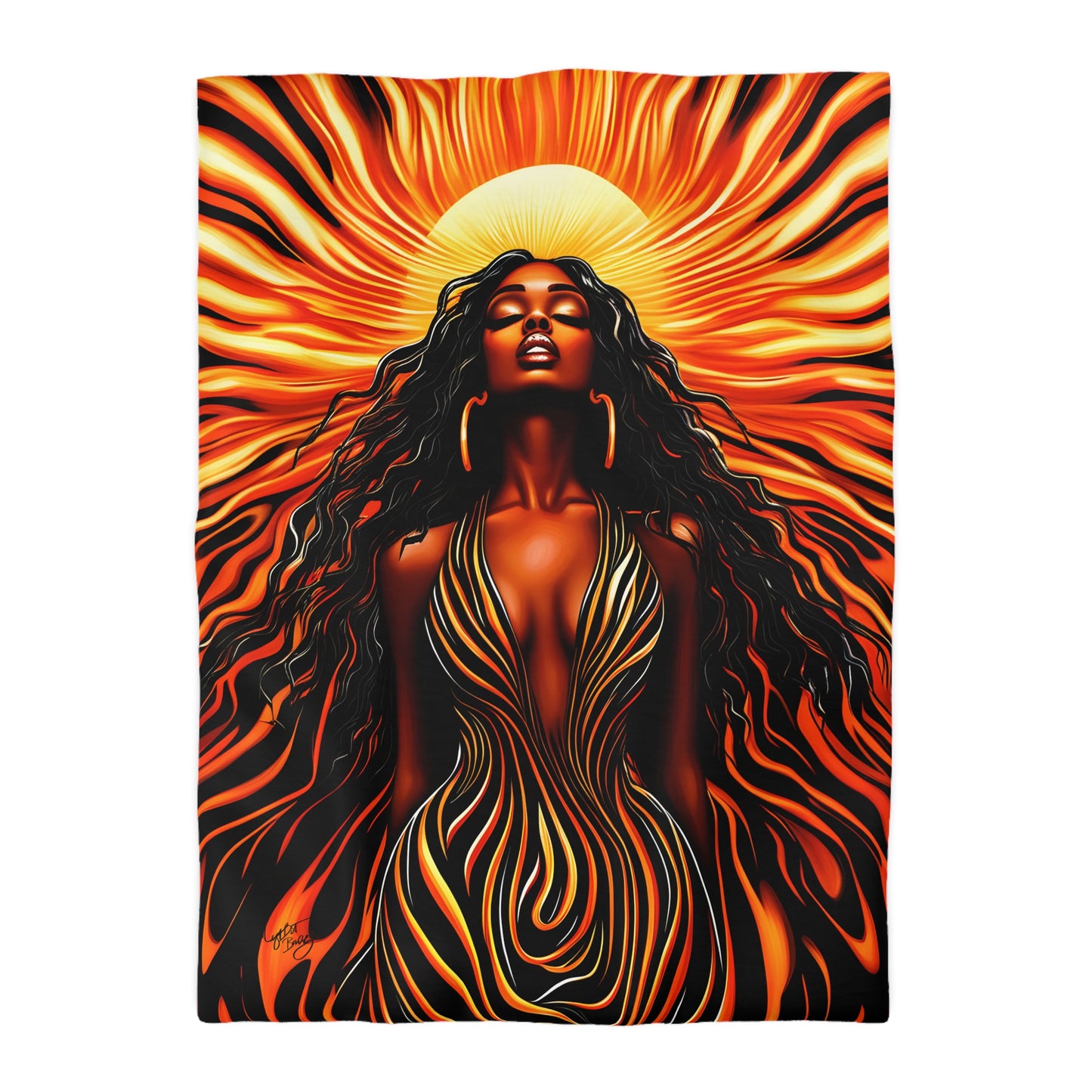 Beautiful Sunrising Black Woman Abstract Art Microfiber Duvet Cover