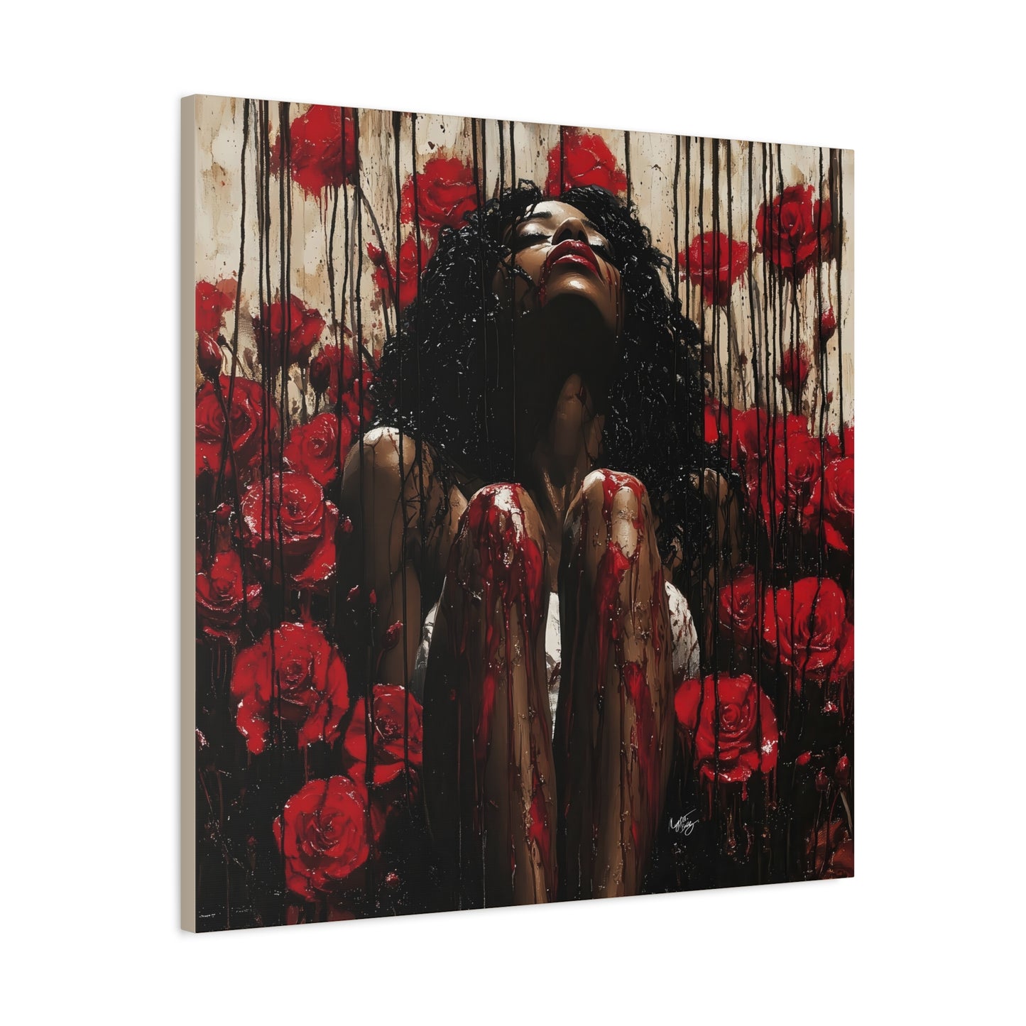Like A Rose Black Woman Art Canvas Wall Print