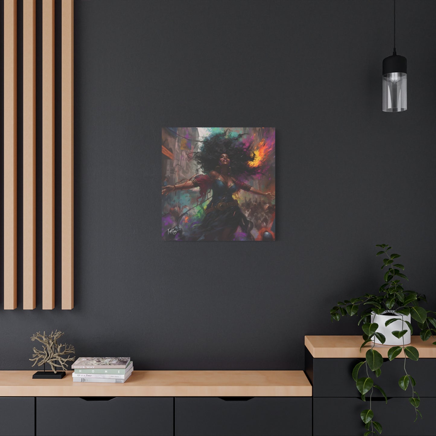 Flee To Freedom Afrocentric Abstract Black Woman Fantasy Alternative History Art Canvas Wall Print