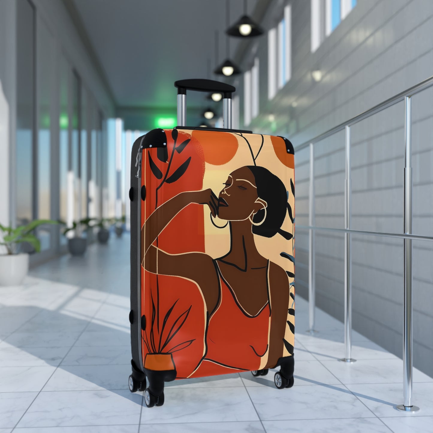So Chill Abstract Black Woman Art Hardshell Hardside Lockable Spinner Suitcase