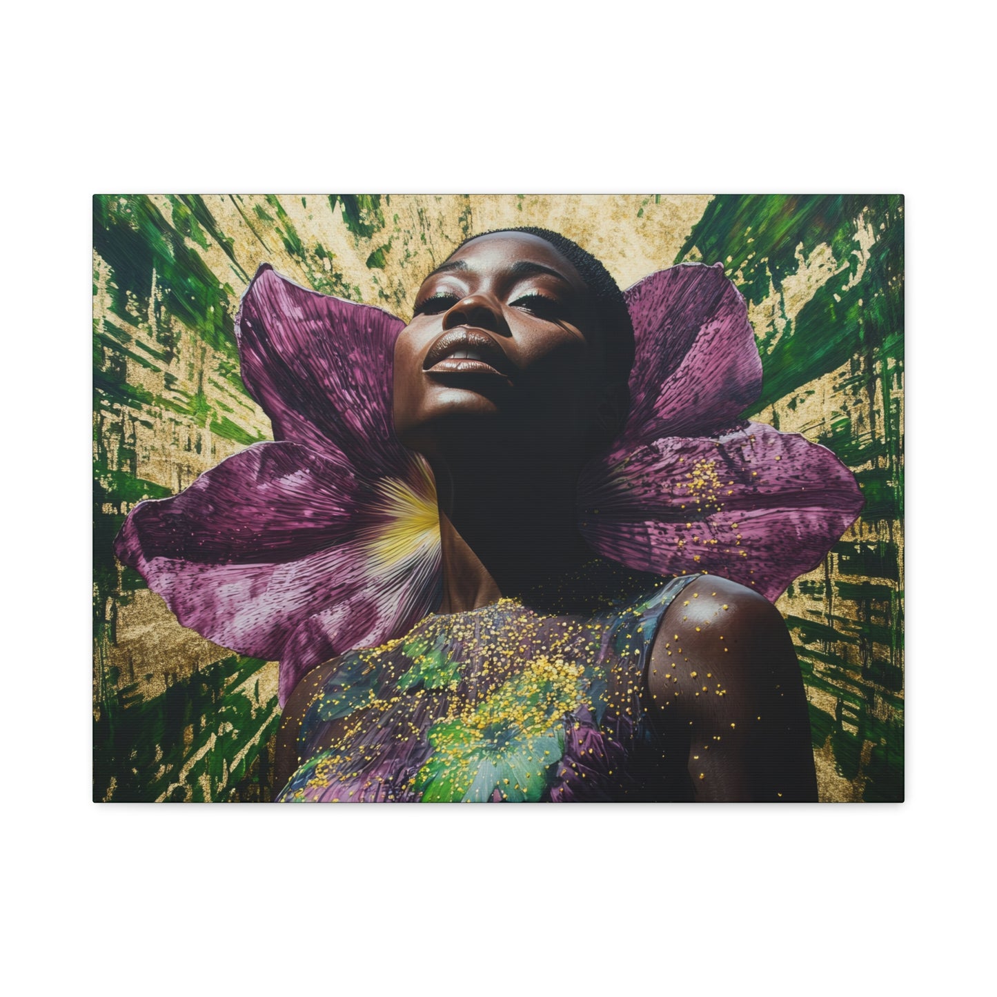 Blooming With Beauty Afrocentric Black Woman Inspirational Spiritual Art Canvas Wall Print
