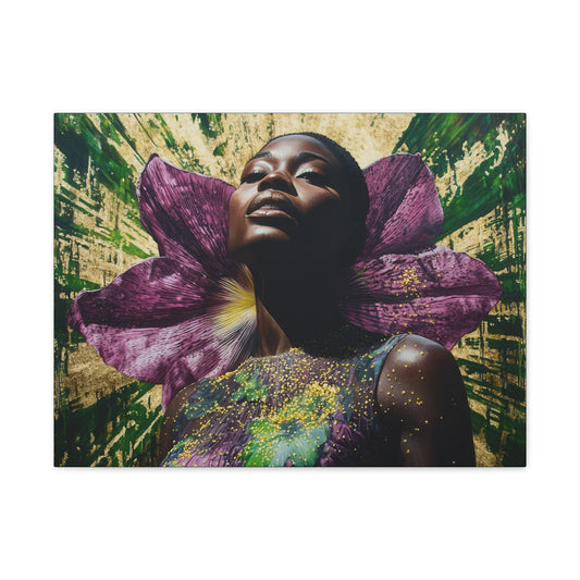 Blooming With Beauty Afrocentric Black Woman Inspirational Spiritual Art Canvas Wall Print