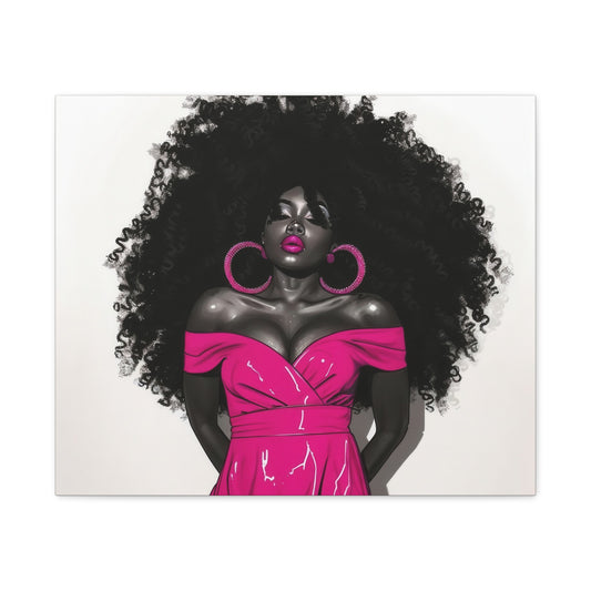 Pink Is My Color Black Woman Art Canvas Wall Print
