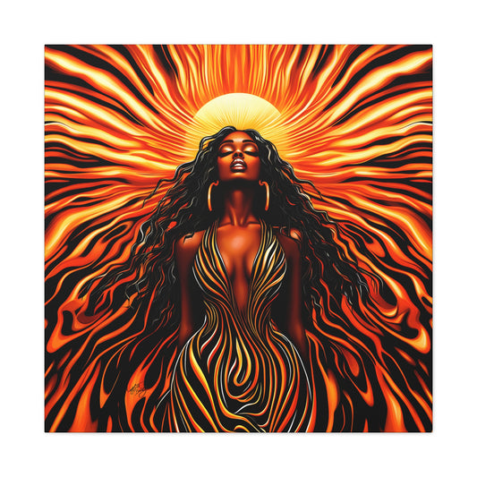 Sunkissed Afrocentric Black Woman Abstract Art Canvas Wall Print