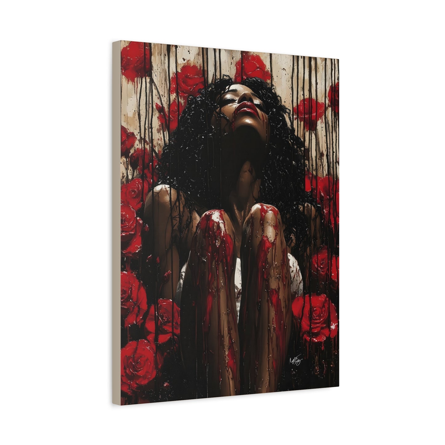 Like A Rose Black Woman Art Canvas Wall Print