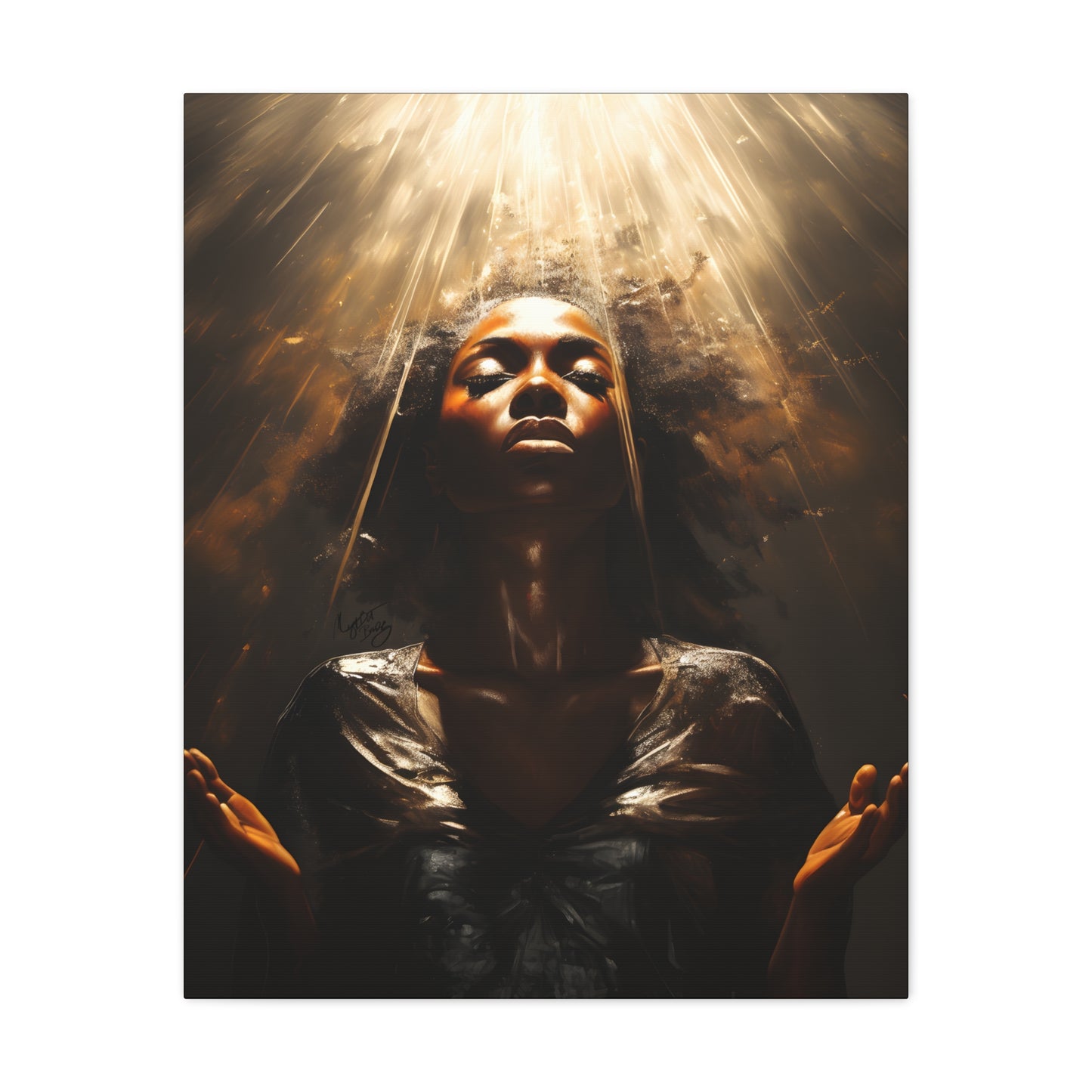 Give Me Strength Afrocentric Black Woman Inspirational Spiritual Art Canvas Wall Print
